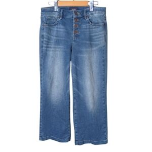 NYDJ Crop Jeans Light Wash Wide Leg Button Fly Size 8